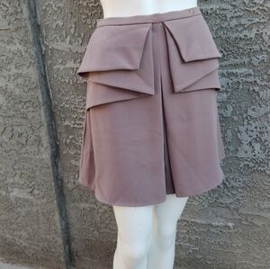 ELISABETTA FRANCHI Pleated Antique‎ Rose Crepe Mini Skirt